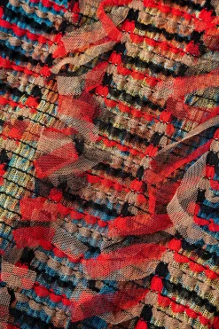 MICAS Mini Dresses-Striped Textu Spaghetti Strap Mini Dress RED