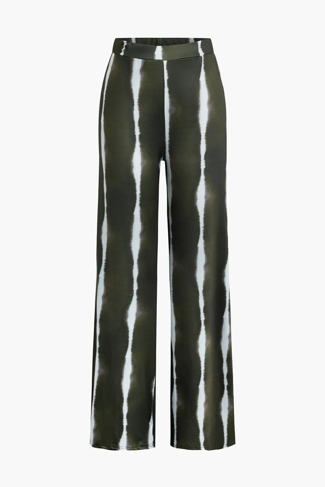 MICAS Pant Sets-Striped V-neck Crop Top And Wide Leg Pants Set Contrast Color