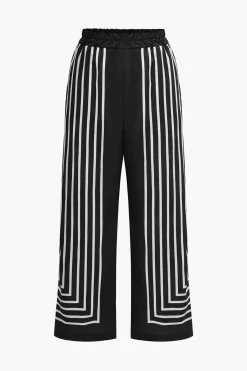 MICAS Pant Sets-Stripes Print Shirt And Trousers Set BLACK