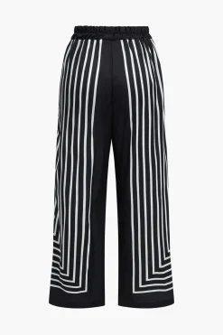 MICAS Pant Sets-Stripes Print Shirt And Trousers Set BLACK