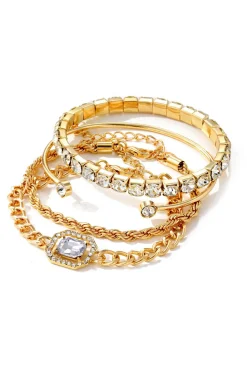 MICAS Bracelets|Accessories-Studded Bangle Set GOLD