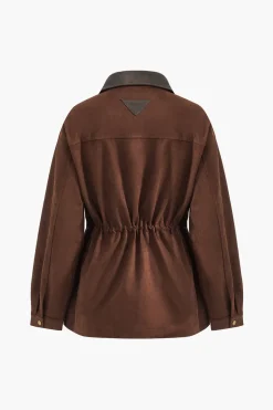 MICAS Outerwear|Outerwear-Suede Retro Zipper Jacket MAROON