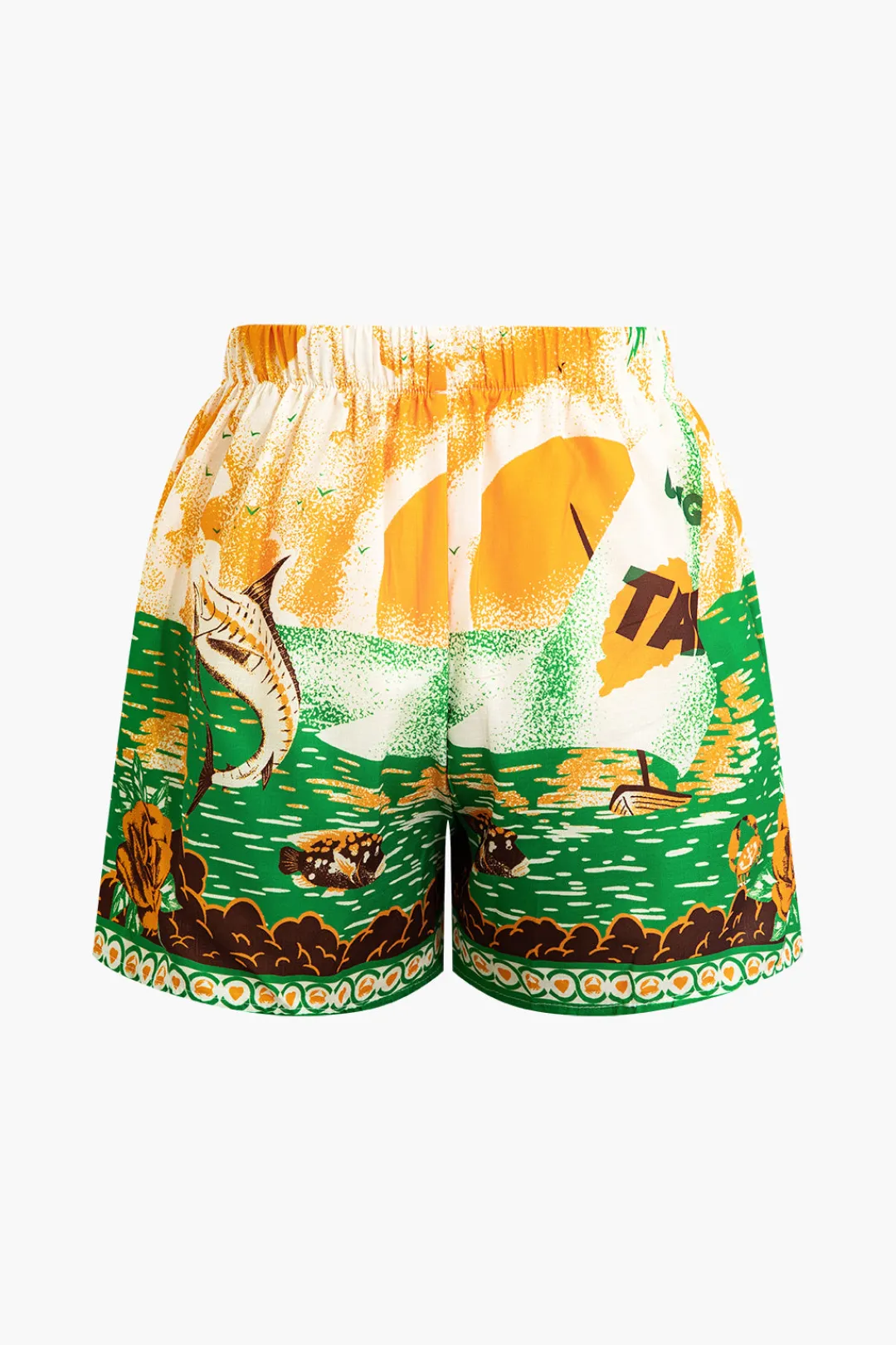 MICAS Short Sets-Summer Beach Print Tie-Front Shirt And Shorts Set MULTICOLOR
