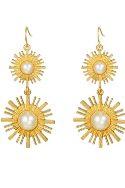 MICAS Earrings|Accessories-Sunburst Pearl Drop Earrings GOLD