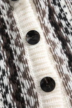 MICAS Outerwear|Knitwear-Sweater Button Patchwork Long-Sleeve Cardigan BEIGE