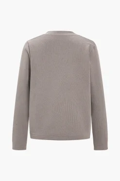 MICAS Knitwear|Knit Sets-Sweater Button Pocket Round Neck Long-Sleeve Cardigan And Trousers Set MOCHA