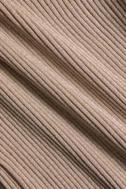 MICAS Knit Sets-Sweater Knit Ruffle Top And Skirt Set KHAKI