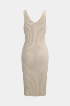 MICAS Knitwear|Knit Sets-Sweater Long-Sleeve Top And Dress Set BEIGE