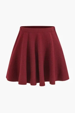 MICAS Knitwear|Knit Bottoms-Sweater Mini Skirt BURGUNDY