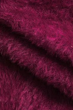 MICAS Knit Tops-Sweater Off Shoulder Long-Sleeve Top BURGUNDY