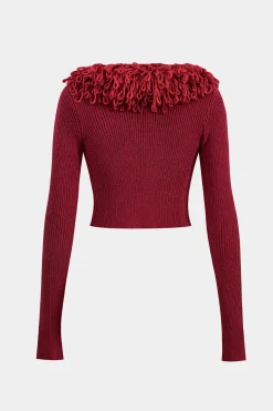 MICAS Outerwear|Knitwear-Sweater Patchwork Long Sleeve Cardigan BRICK