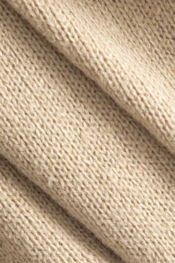 MICAS Knitwear|Knit Tops-Sweater V-Neck Long-Sleeve Top WHEAT