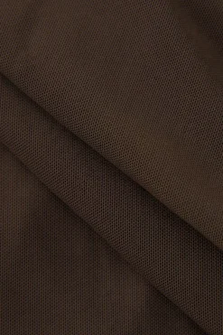 MICAS Long Sleeve Dresses|Mini Dresses-Sweetheart Neckline Mesh Cut Out Mini Dress COFFEE