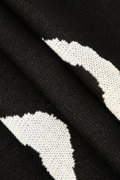 MICAS Knitwear|Maxi Dresses-Swirl Stripe Knit Cami Midi Dress BLACK