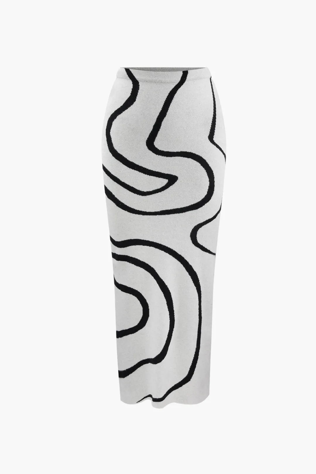 MICAS Skirt Sets-Swirl Stripe Knit Tank Top And Midi Skirt Set BEIGE