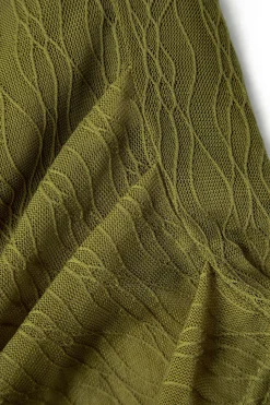 MICAS Long Sleeve Tops|Long Sleeves Tops-Texture Off Shoulder Asymmetrical Tie Mesh Top