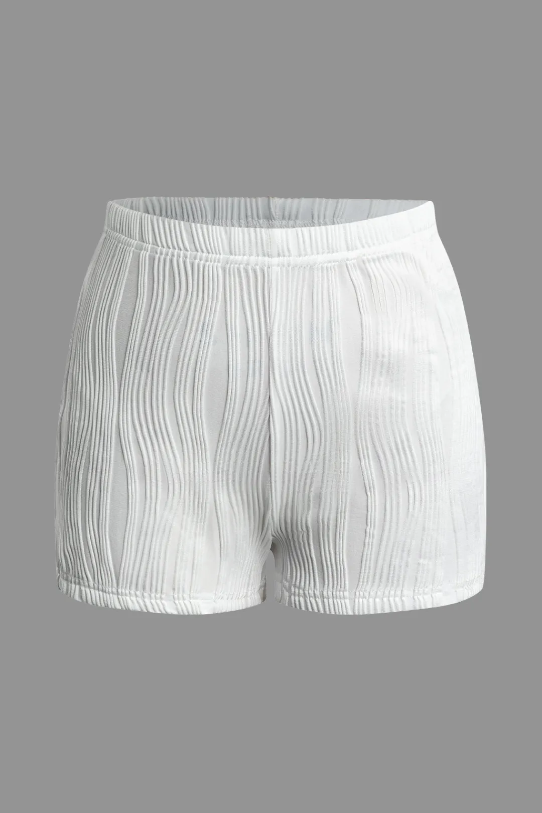 MICAS Short Sets|Vacation Sets-Textured Backless Halter V-Neck Shorts Set WHITE