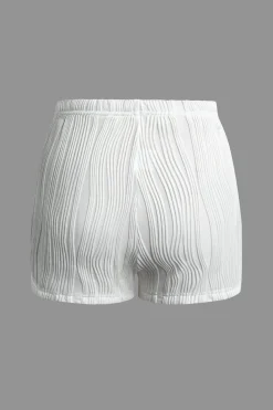 MICAS Short Sets|Vacation Sets-Textured Backless Halter V-Neck Shorts Set WHITE