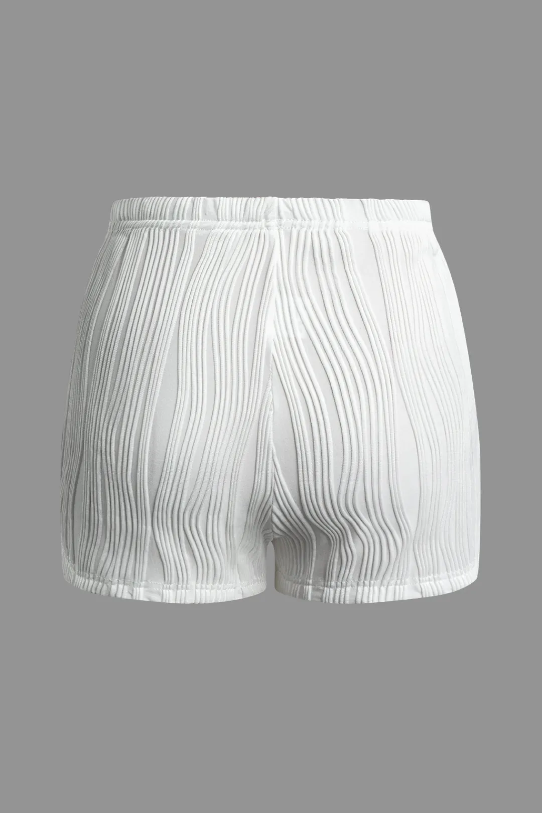 MICAS Short Sets|Vacation Sets-Textured Backless Halter V-Neck Shorts Set WHITE