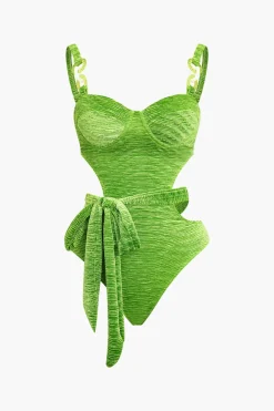MICAS Swimwear-Textured Cut-Out Knot Tummy Control One-Piece Swimsuit