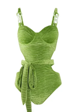 MICAS Swimwear-Textured Cut-Out Knot Tummy Control One-Piece Swimsuit