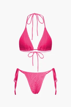 MICAS Swimwear|Vacation Sets-Textured Halter Neck Bikini And Open Knit Cover Up Set