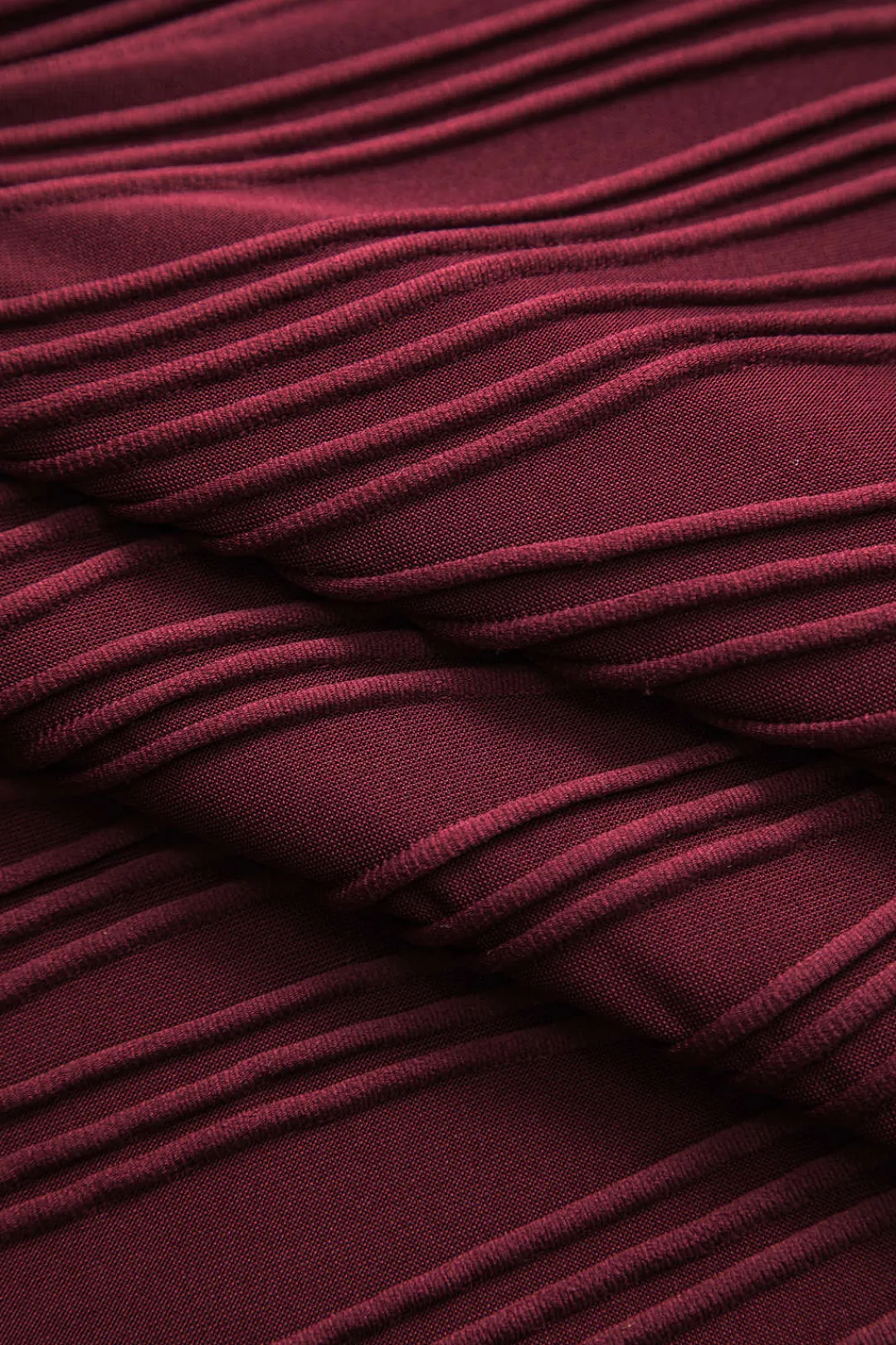 MICAS Long Sleeve Dresses|Mini Dresses-Textured Mock Neck Long Sleeve Mini Dress BURGUNDY