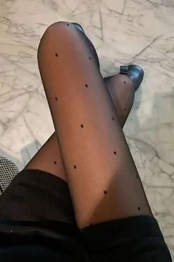 MICAS Tights|Accessories-Thin Polka Dot Tights BLACK
