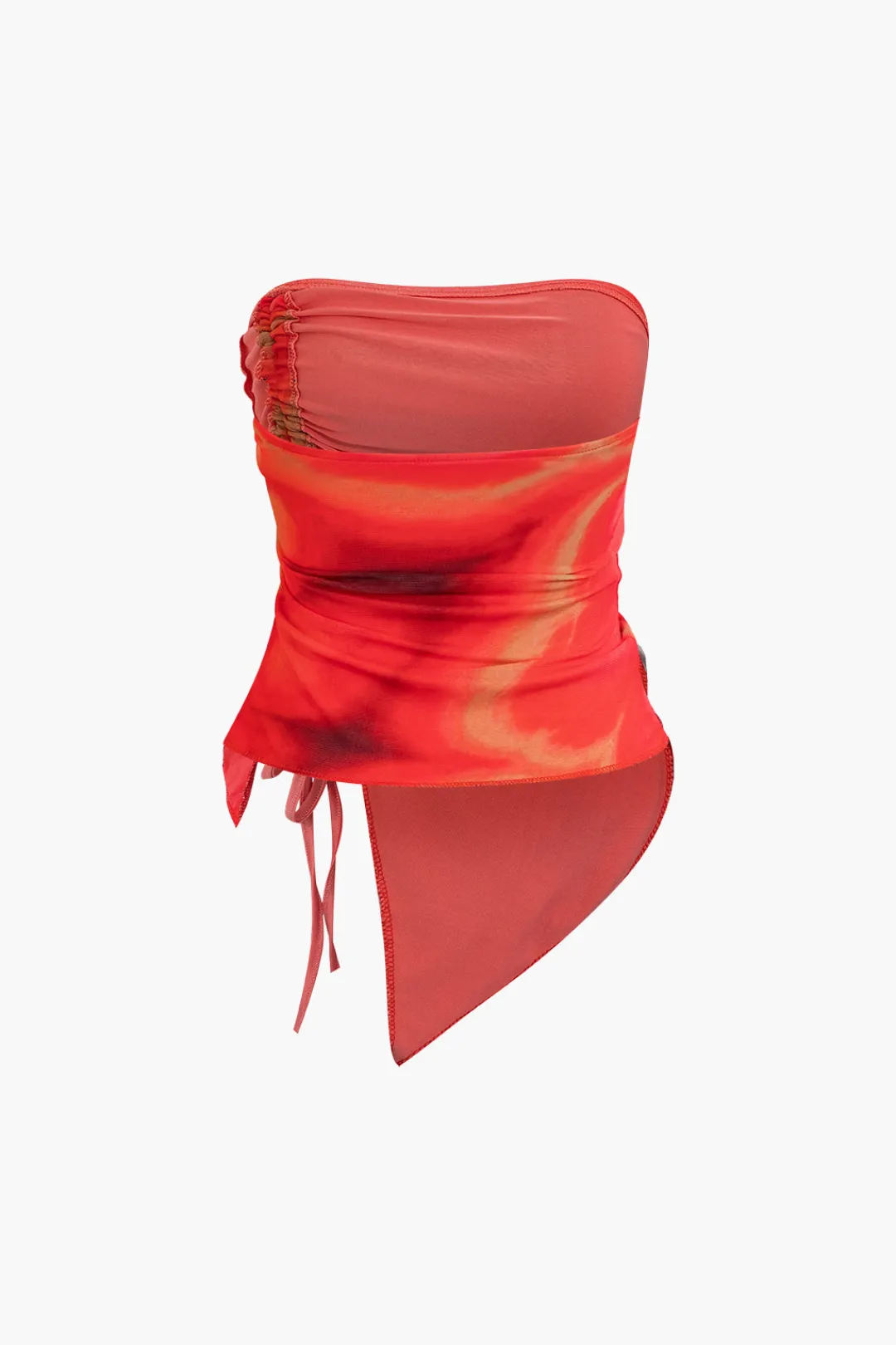 MICAS Skirt Sets|Vacation Sets-Tie Dye Asymmetrical Tube Top And Mini Skirt Set RED