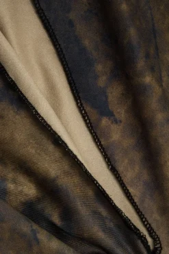 MICAS Midi Dresses-Tie Dye Asymmetric Ruffle Strapless Midi Dress BROWN