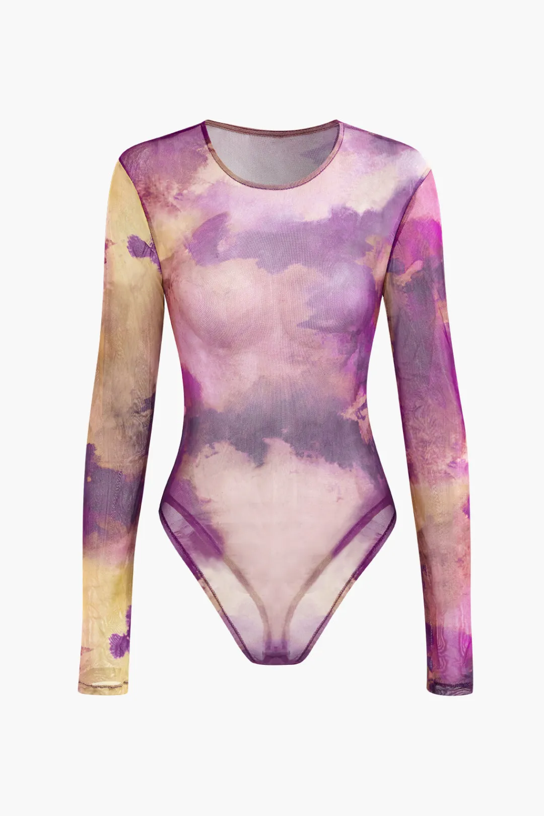 MICAS Bodysuits-Tie Dye Long Sleeve Mesh Bodysuit MULTICOLOR
