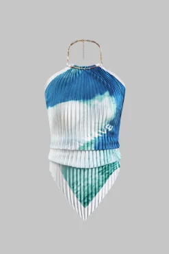 MICAS Tank Tops & Cami-Tie Dye Print Chiffon Cami Top BLUE