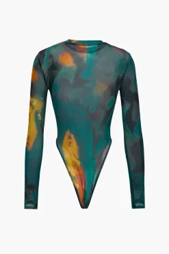 MICAS Bodysuits-Tie Dye Print Long Sleeve Bodysuit MULTICOLOR