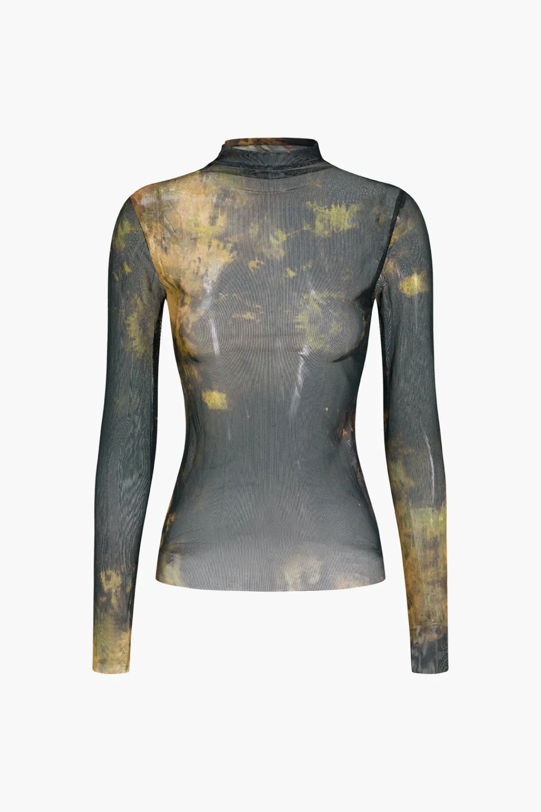 MICAS Long Sleeve Tops|Long Sleeves Tops-Tie Dye Print Mesh Long Sleeve Top MULTICOLOR