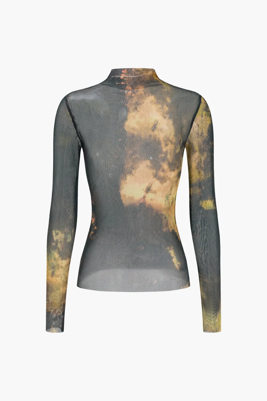 MICAS Long Sleeve Tops|Long Sleeves Tops-Tie Dye Print Mesh Long Sleeve Top MULTICOLOR