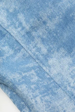 MICAS Tube Tops-Tie Dye V-neck Denim Strapless Top BABY BLUE