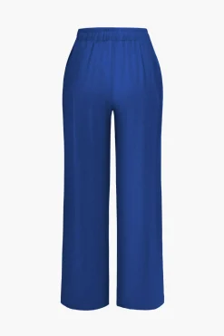 MICAS Pant Sets|Vacation Sets-Tie Front Shirt And Wide Leg Pants Set