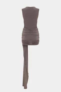 MICAS Mini Dresses-Tie Front Sleeveless Mini Dress MOCHA