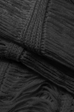 MICAS Knitwear|Knit Dresses-Tie Halter V-neck Backless Distressed Ladder Knit Maxi Dress