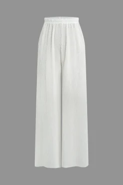 MICAS Pant Sets-Tie Waist V-Neck Pants Set WHITE