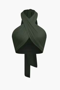 MICAS Tank Tops & Cami-Tie-Back Cross Halter Tank Top
