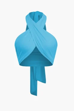 MICAS Tank Tops & Cami-Tie-Back Cross Halter Tank Top