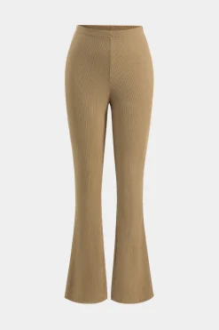 MICAS Pant Sets-Tie-Up Asymmetrical V-Neck Long-Sleeve And Trousers Set TAN