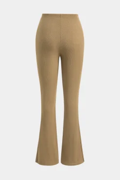 MICAS Pant Sets-Tie-Up Asymmetrical V-Neck Long-Sleeve And Trousers Set TAN