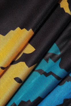 MICAS Long Sleeve Dresses|Midi Dresses-Tiger Print Mesh Sheer Round Neck Midi Dress BLACK