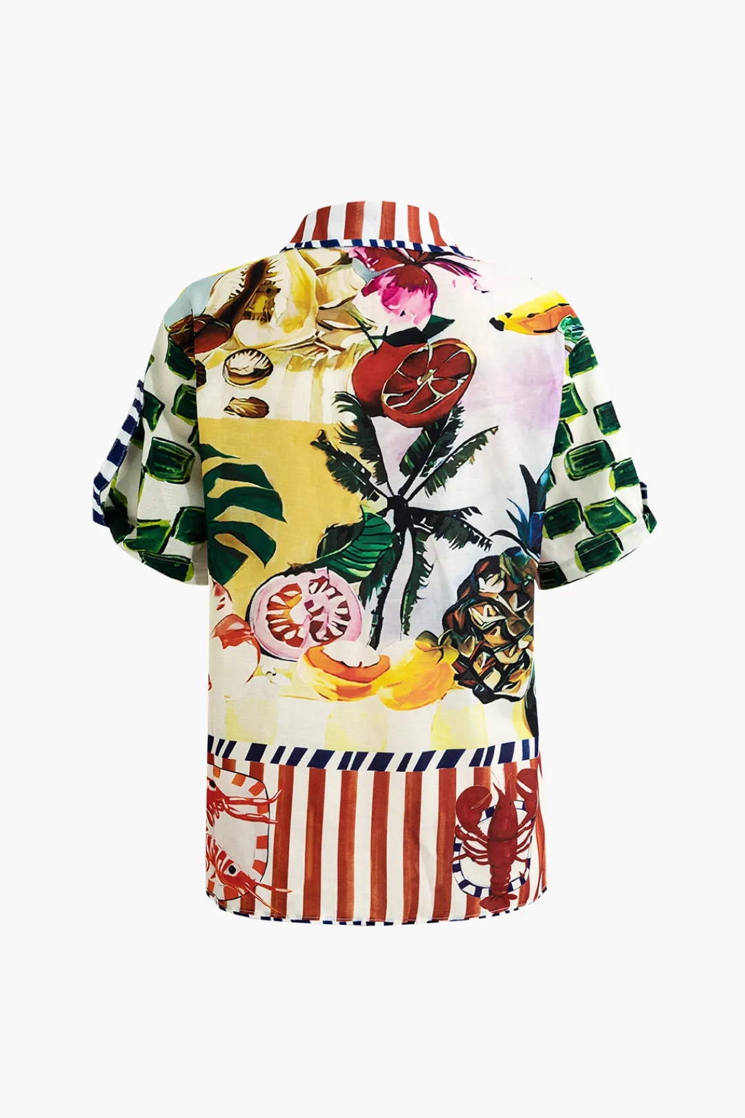 MICAS Blouses & Shirts-Tropical Print Tie Front Crop Shirt MULTICOLOR