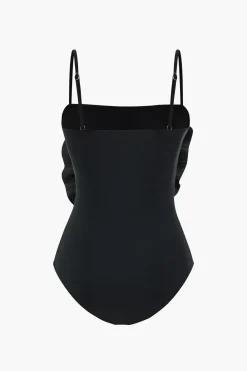 MICAS Swimwear-Tummy Control Appliques One-Piece Swimsuit BLACK