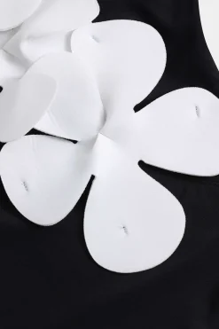 MICAS Swimwear-Tummy Control Appliques Detail One-Piece Swimsuit BLACK