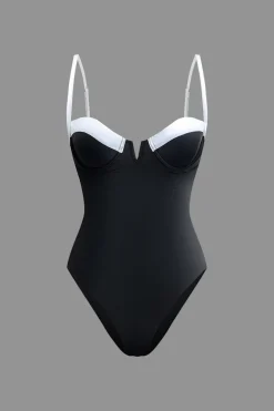 MICAS Swimwear-Tummy Control Contrast Knot Cut Out One-Piece Swimsuit Contrast Color