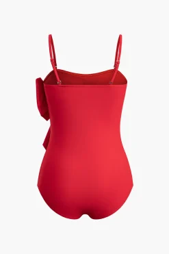 MICAS Swimwear-Tummy Control 3D Flower Cami One-piece Swimsuit RED